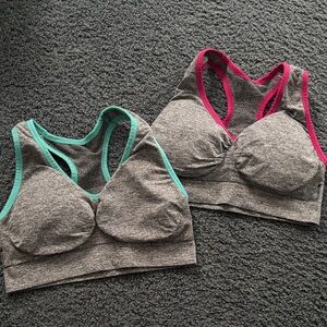 Women's Gray Sports Bras with Teal and Pink Accents size medium